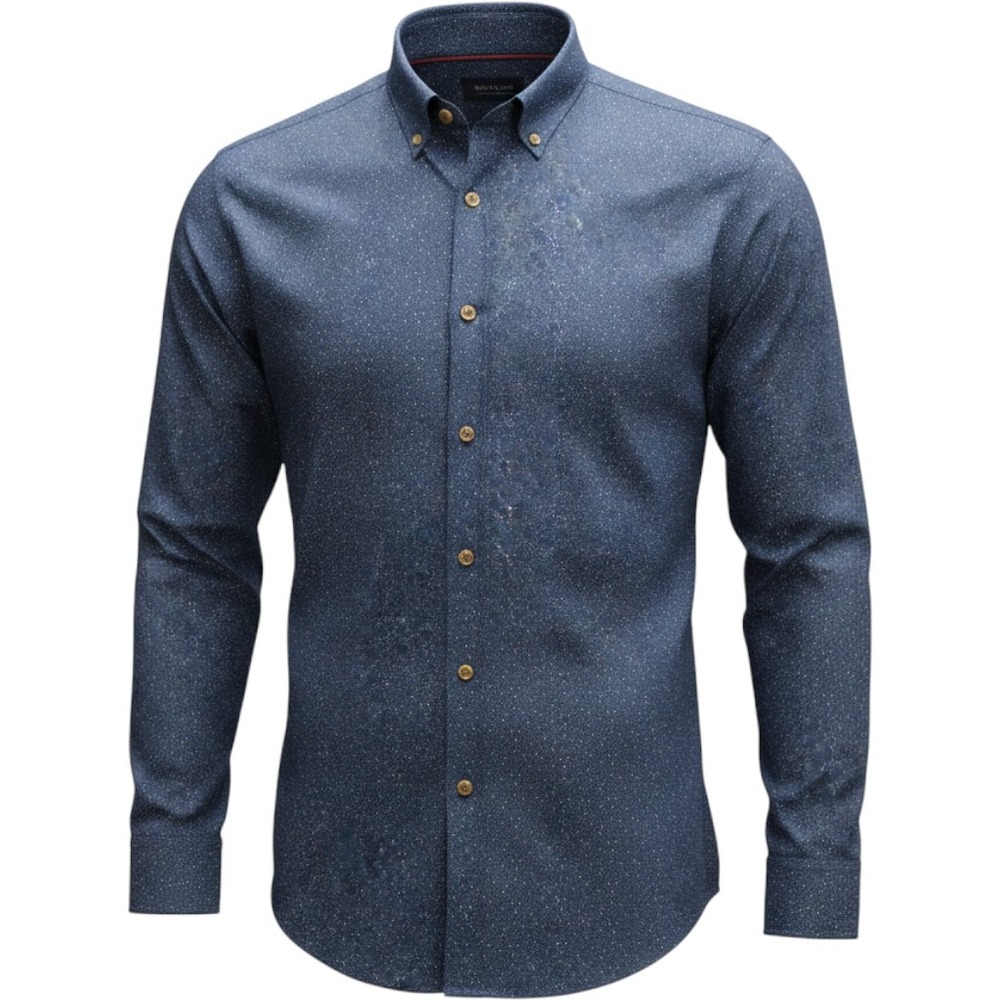 Dockers Button Down Shirt Mens Large Long Sleeve Micro Dot Navy Blue Excellent